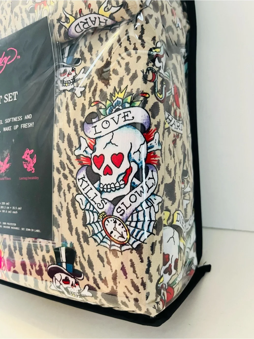 Ed Hardy 6 Piece King Size Sheet Set Tattoo You Leopard Print Skulls New York